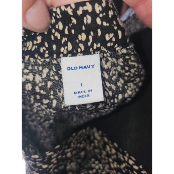 Black & White spots With Square Neck Peasant Blouse Old Navy L Boho Puff Sleeve - Picture 8 of 9